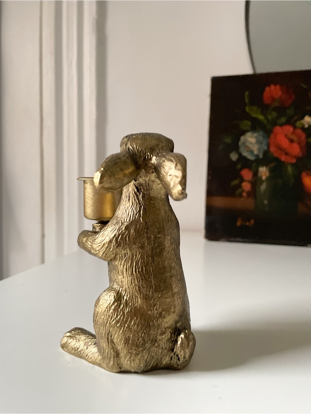 Whimsical Gold Bunny Taper Candle Holder Brass Rabbit ✨ - Picture 6 of 8